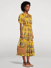 Olina Poplin Midi Dress Floral Print