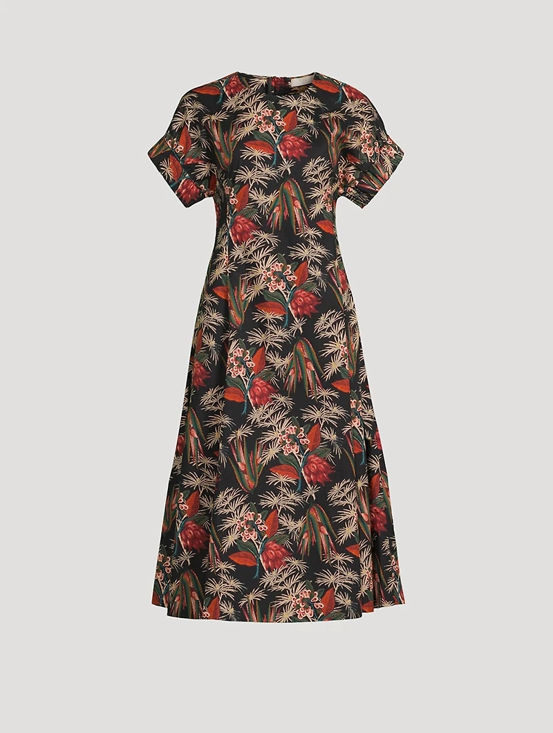 Devon Poplin Midi Dress Floral Print