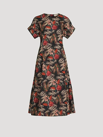 Devon Poplin Midi Dress Floral Print