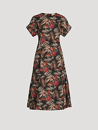 Devon Poplin Midi Dress Floral Print