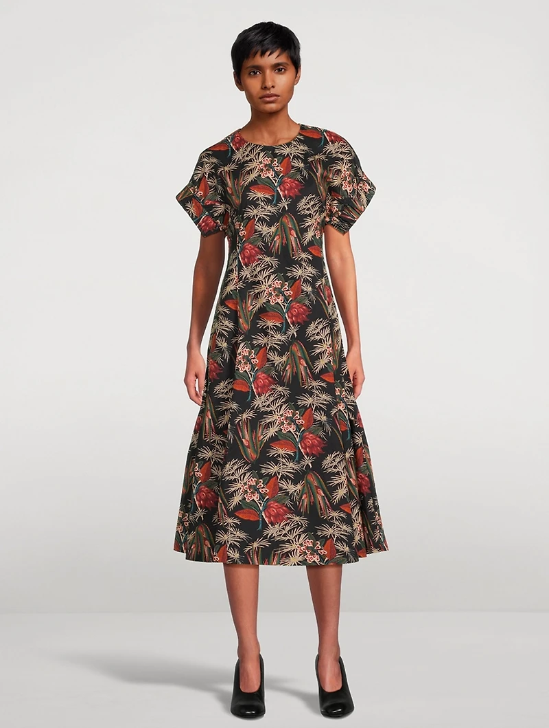 Devon Poplin Midi Dress Floral Print
