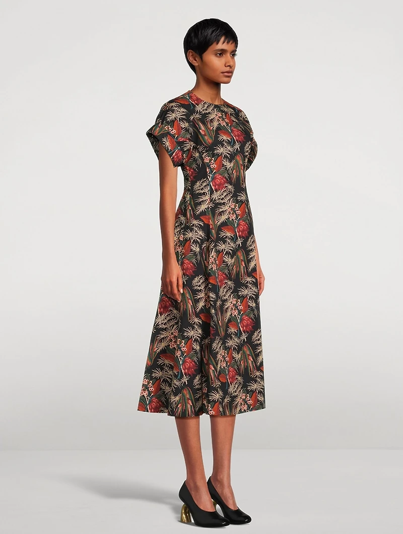 Devon Poplin Midi Dress Floral Print