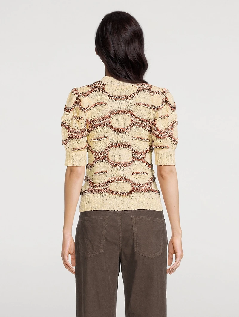Alba Short-Sleeve Jacquard Sweater