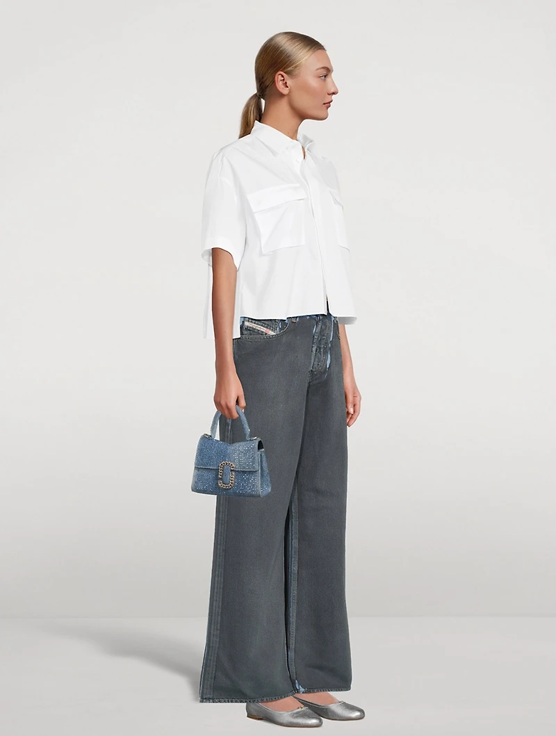 The Mini St. Marc Crystal Denim Top Handle Bag
