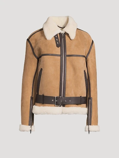 Shearling Suede Aviator Jacket
