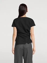 Draped Wool Lapel Top