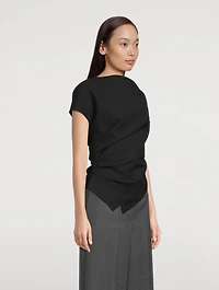 Draped Wool Lapel Top