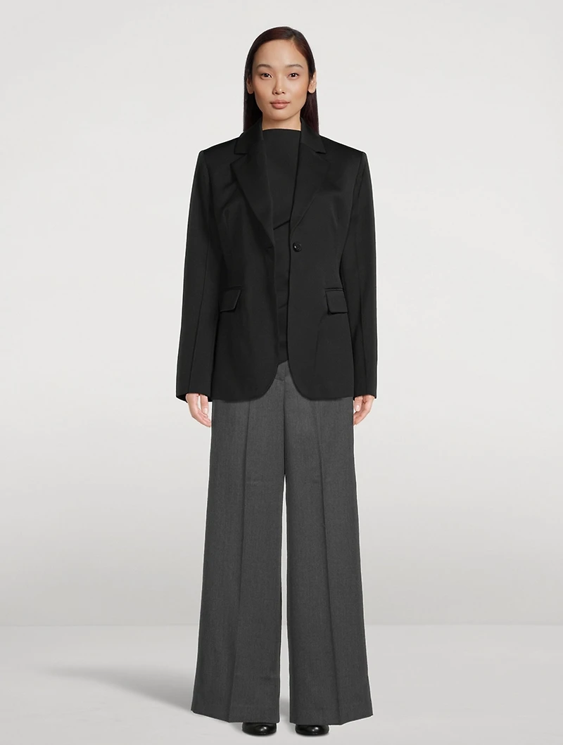 Draped Wool Lapel Top