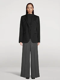 Draped Wool Lapel Top