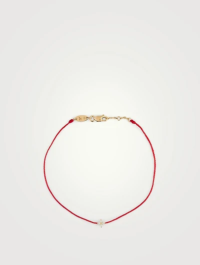 Shiny 18K Gold String Bracelet With Diamonds