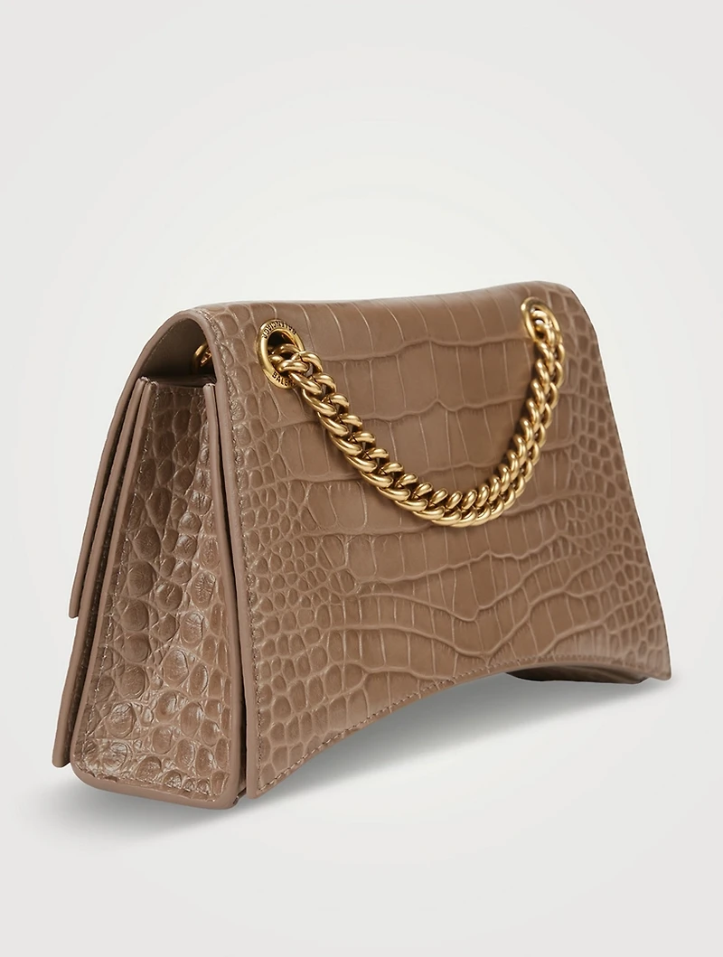 Small Crush Croc-Embossed Leather Shoulder Bag