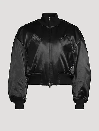 Cropped Satin Bomber Jacket