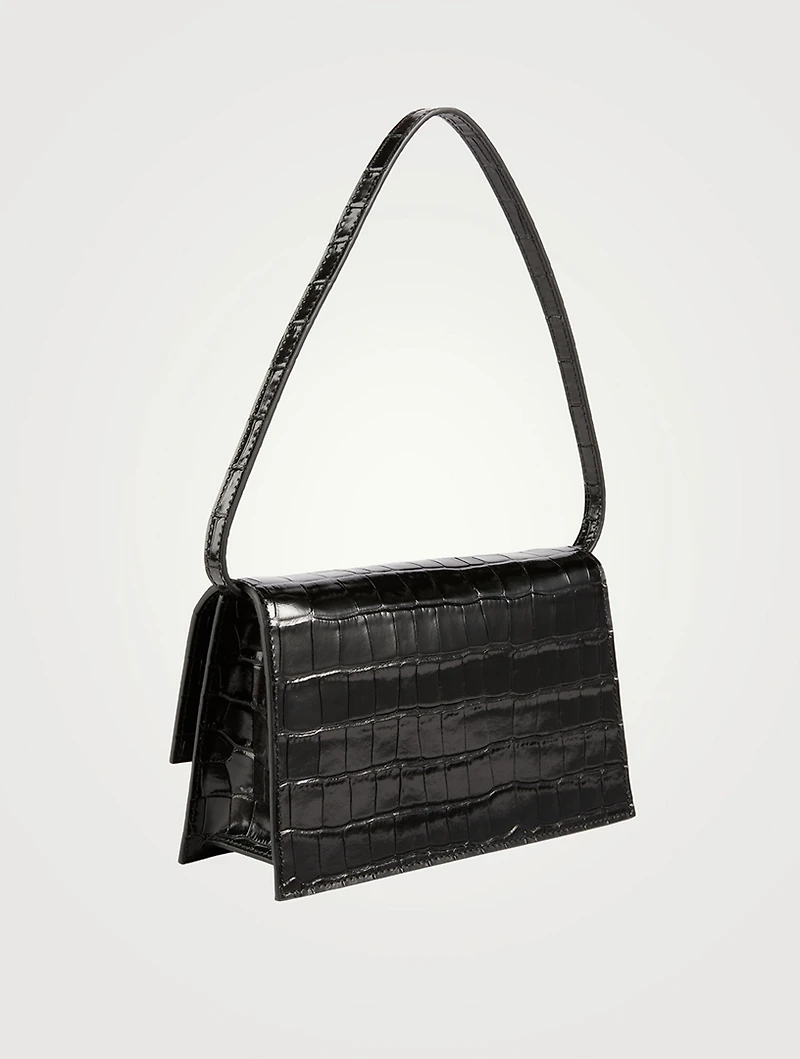 Mini Folder Croc-Embossed Leather Shoulder Bag