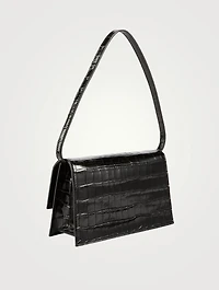 Mini Folder Croc-Embossed Leather Shoulder Bag