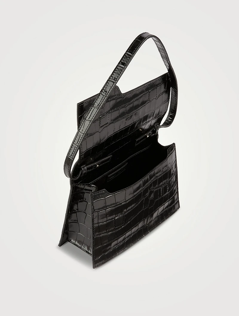 Mini Folder Croc-Embossed Leather Shoulder Bag