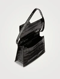 Mini Folder Croc-Embossed Leather Shoulder Bag