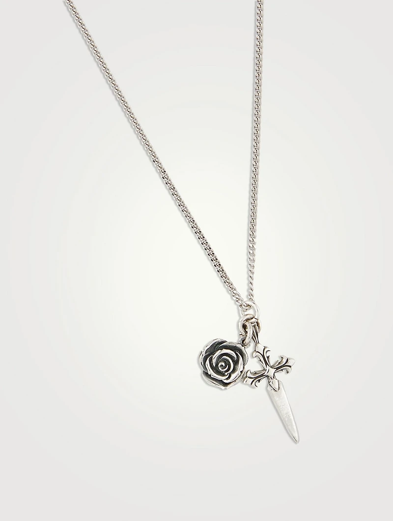 Dagger Rose Pendant Necklace