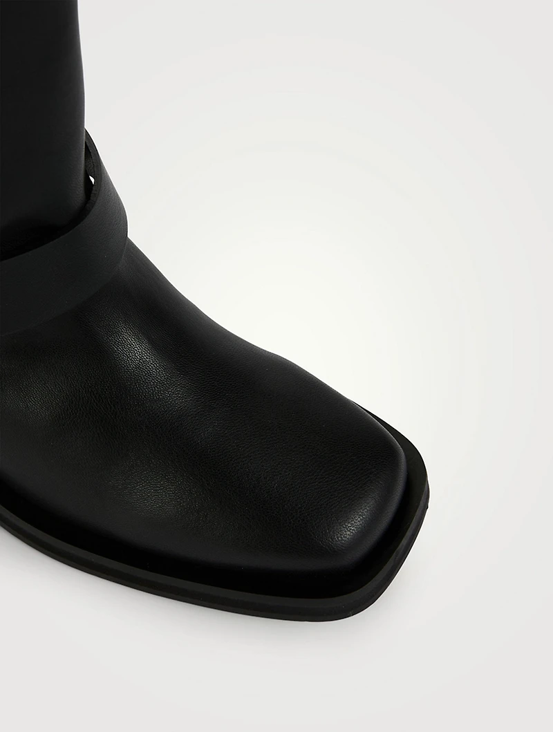 Leather Knee-High Biker Boots
