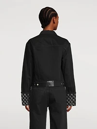 Denim Jacket With Crystal Logo Cuff