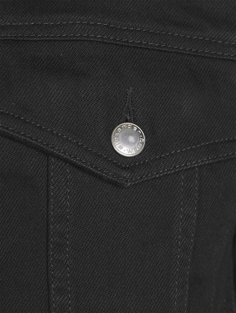 Denim Jacket With Crystal Logo Cuff