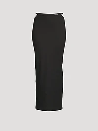 G-String Rib Knit Cotton Jersey Long Skirt