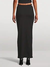 G-String Rib Knit Cotton Jersey Long Skirt