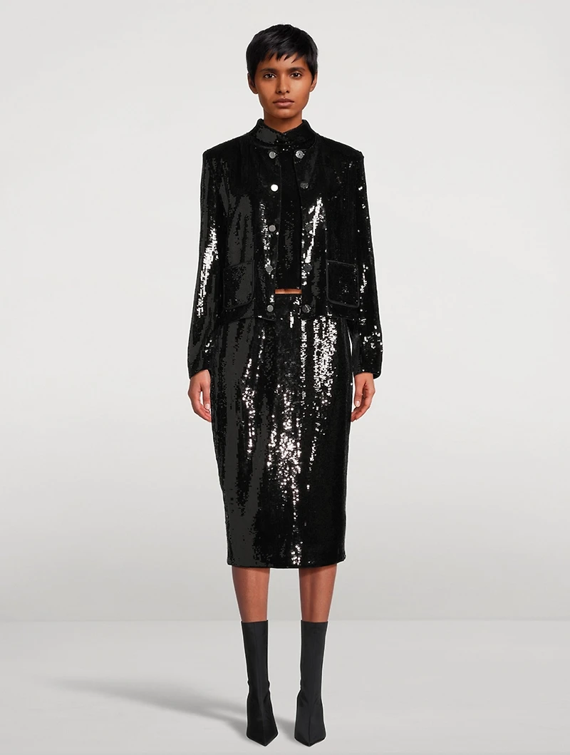 Recycled Sequin Cropped Jacket