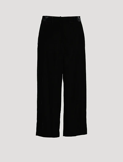Stretch Velvet Straight-Leg Trousers