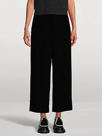 Stretch Velvet Straight-Leg Trousers