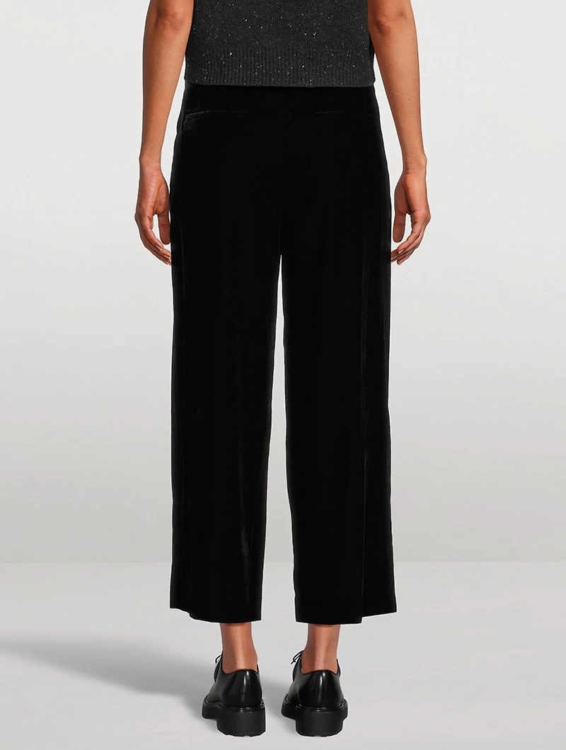 Stretch Velvet Straight-Leg Trousers