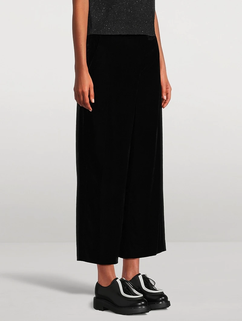 Stretch Velvet Straight-Leg Trousers