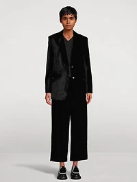 Stretch Velvet Straight-Leg Trousers
