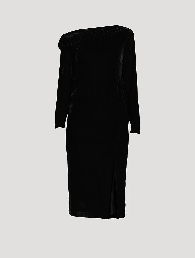 Off-The-Shoulder Velvet Midi Dress
