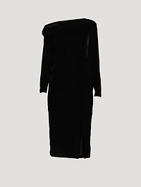 Off-The-Shoulder Velvet Midi Dress