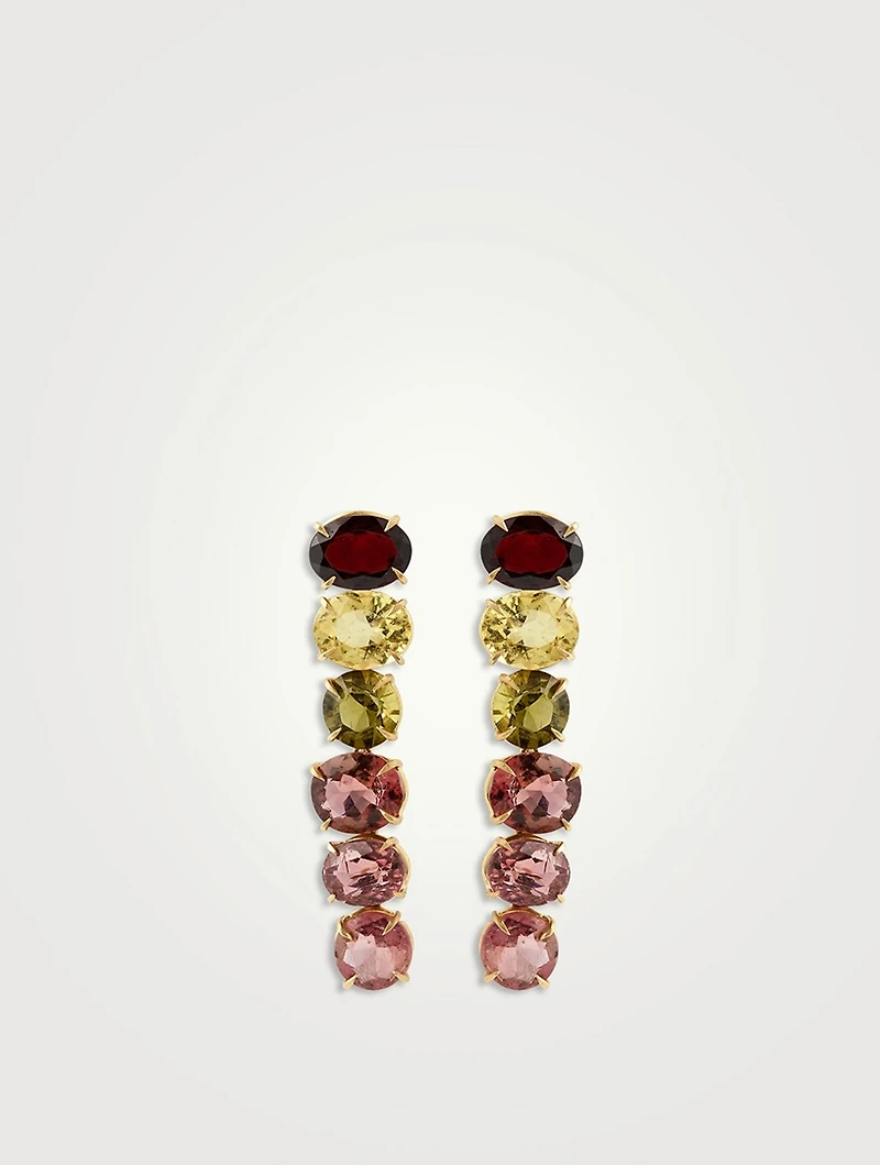 18K Gold Drop Earrings With Gemstones