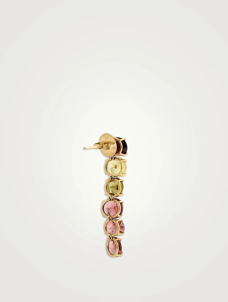 18K Gold Drop Earrings With Gemstones