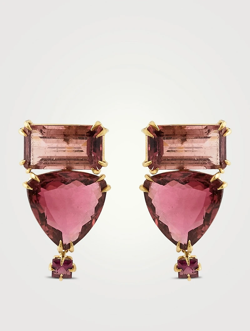 18K Gold Earrings With Pink Tourmaline