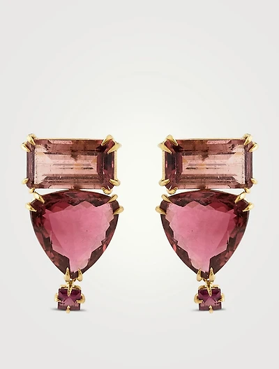 18K Gold Earrings With Pink Tourmaline