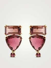 18K Gold Earrings With Pink Tourmaline