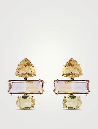 18K Gold Earrings With Gemstones