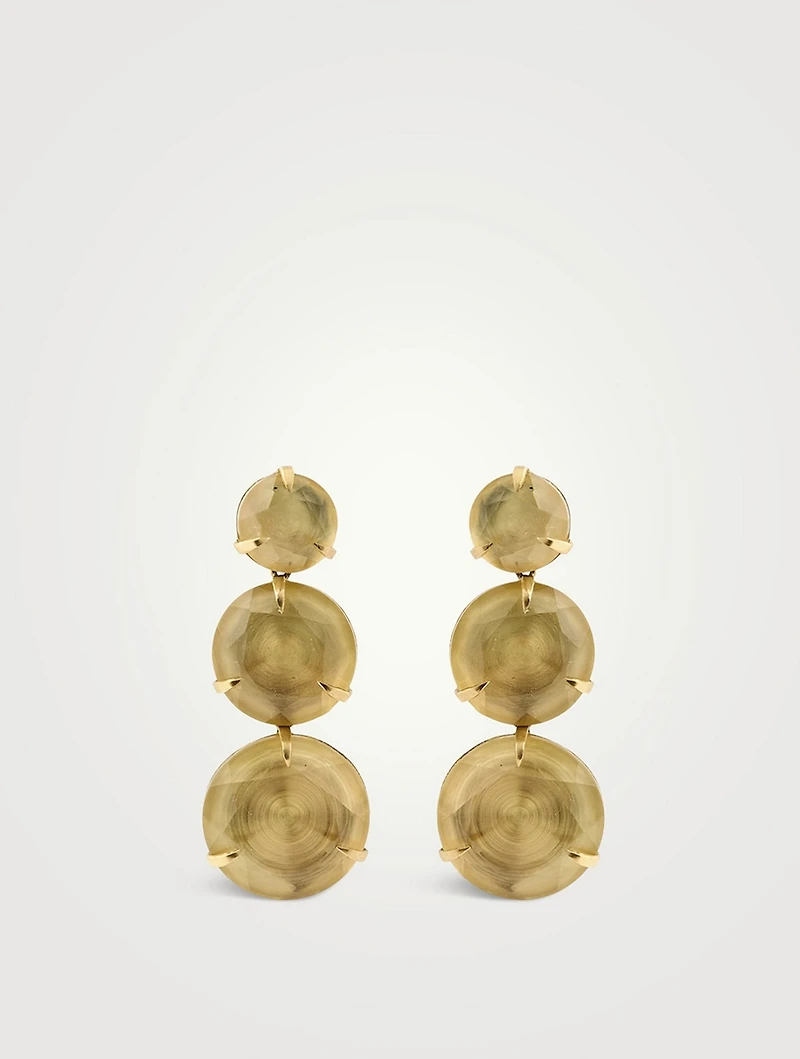 18K Gold Drop Earrings With Translucent Citrine
