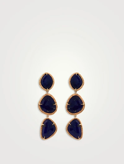 18K Gold Drop Earrings With Lapis Lazuli