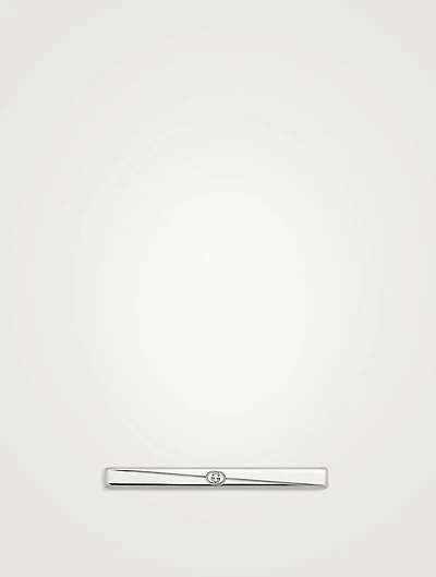 Diagonal Interlocking G Silver Tie Bar