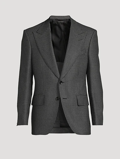 Wool Mohair And Silk Jacket Houndstooth Print