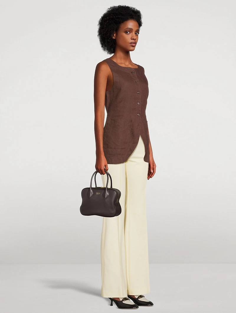 Small Star Leather Top Handle Bag