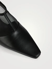 The T-Strap Mesh And Leather Pumps