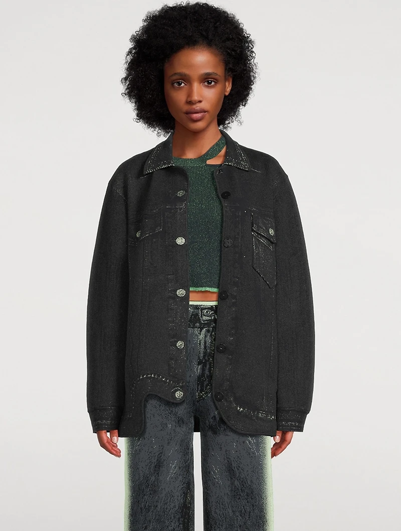 Hana Denim Print Oversized Jacket