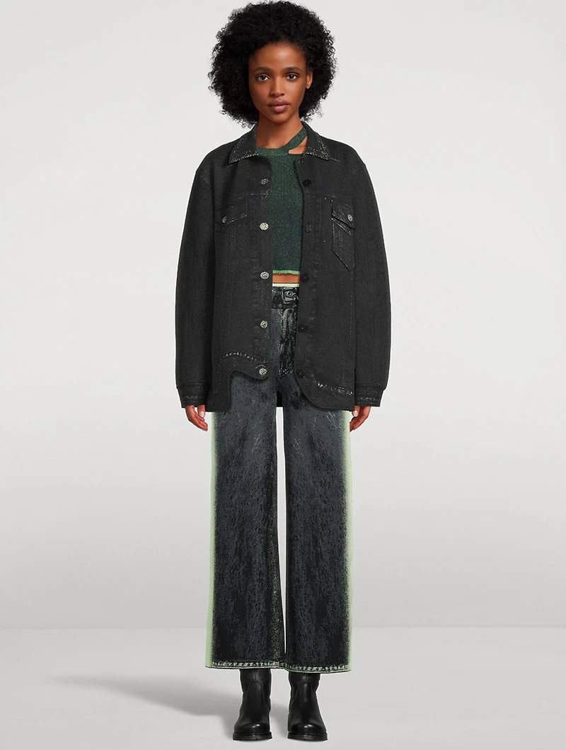 Hana Denim Print Oversized Jacket
