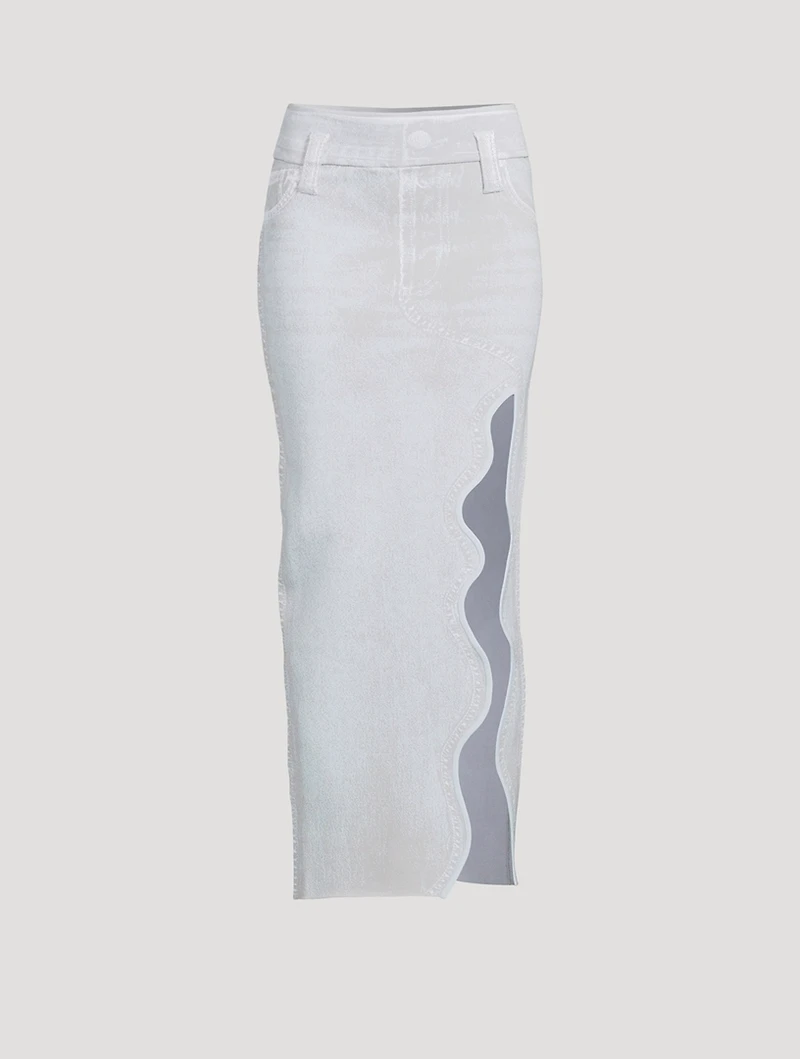 Lily Wavy Skirt Denim Print