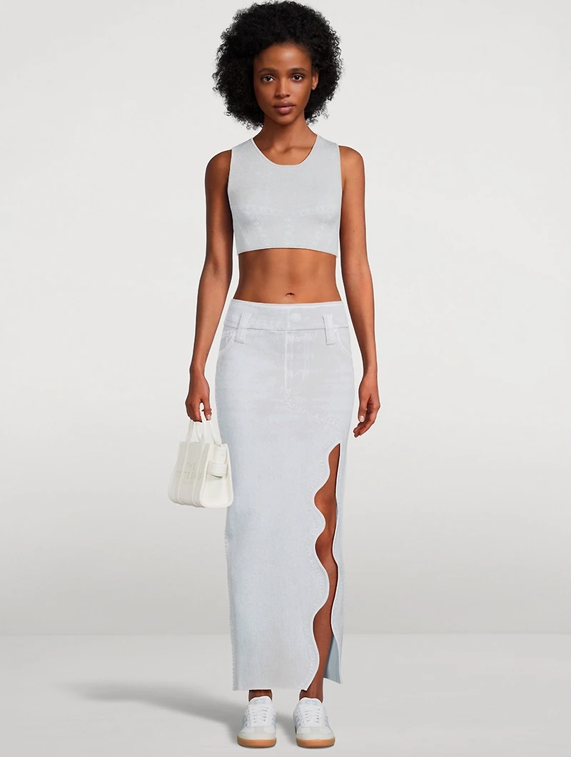 Lily Wavy Skirt Denim Print
